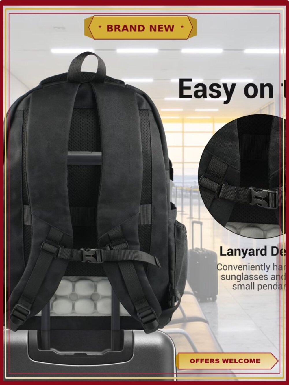 Water Resistant Lightweight Large Travel School Backpack with Padded Straps - Picture 5 of 7